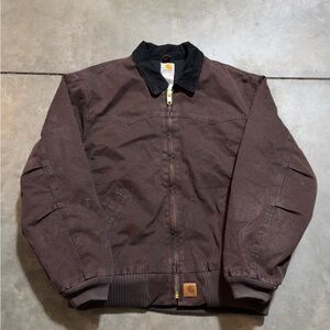Carhartt Brown Santa Fe Jacket with Black Corduroy Collar
